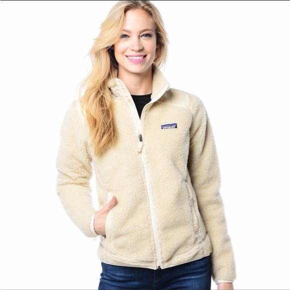 Patagonia Retro-X Dark Natural Ivory Beige Full Zip Fleece Coat Women's Sizes M
